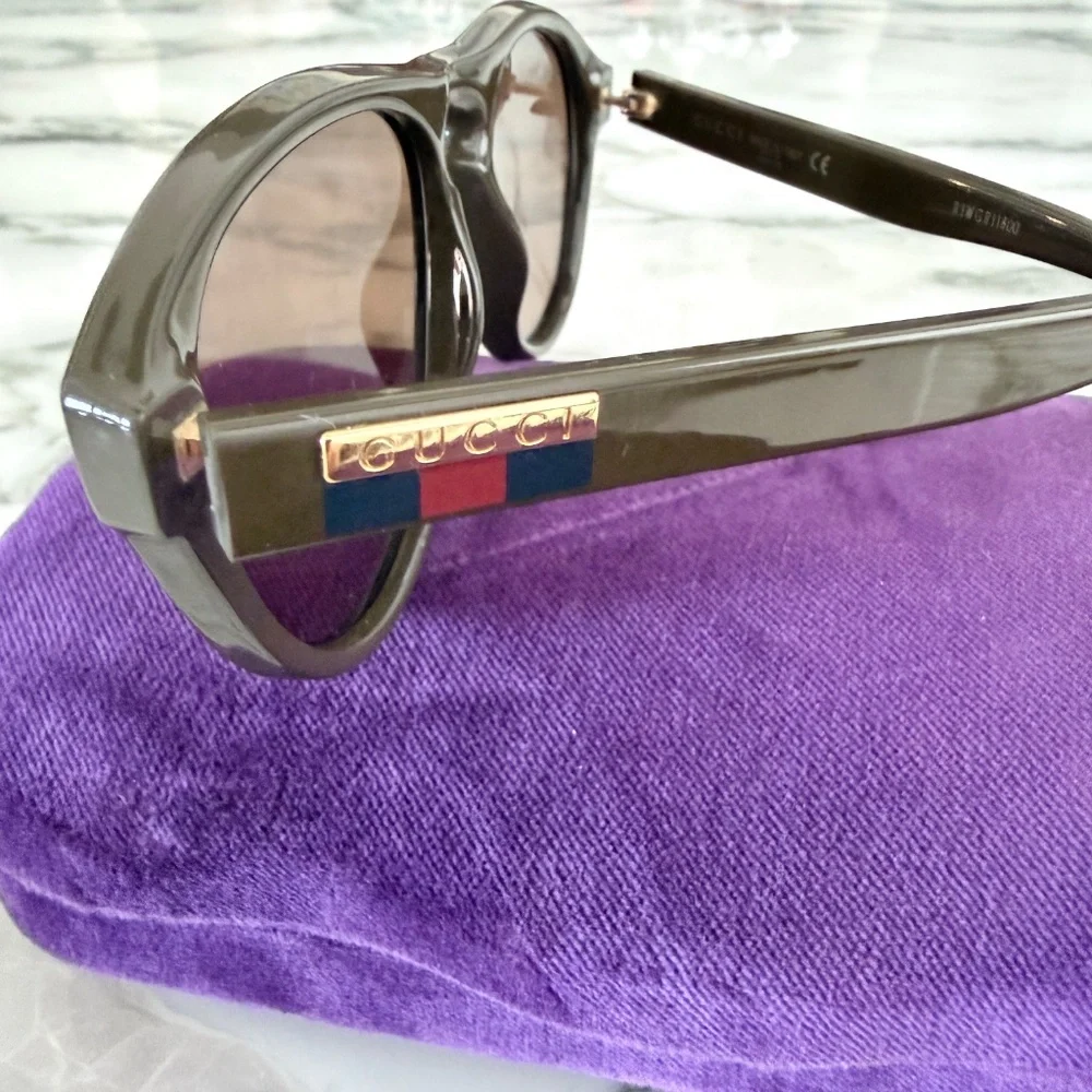 Gucci GG0747S Sunglasses Brown Acetate frames gray lenses, 55-19/145‎